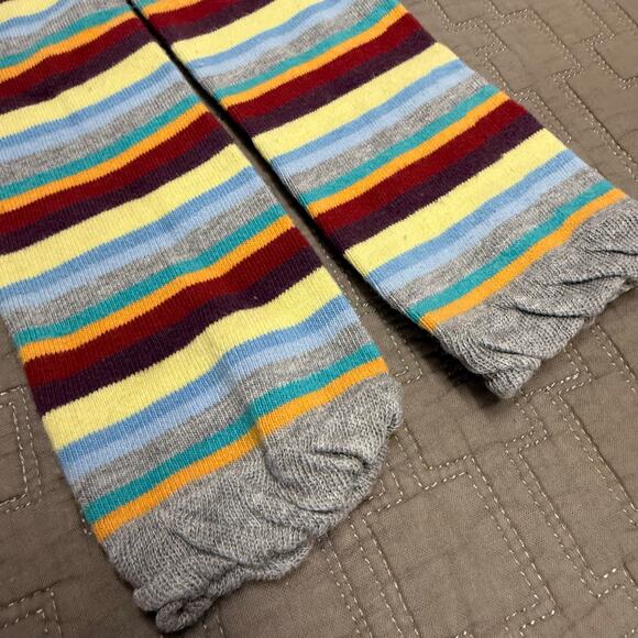 Cute Baby Leggings Leg Warmers Rainbow Multi Stripe Knit Stretchy - Picture 2 of 5